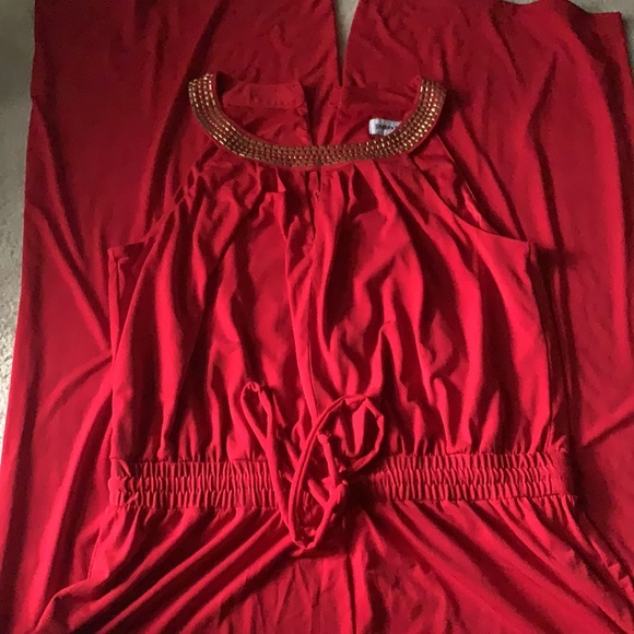 Shelby & Palmer Red Jumpsuit XL Wide Leg Gorgeous! - Picture 2 of 9
